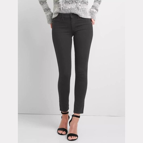 NWT GAP Super Slimming Mid Rise Skinny Black Jeans 32 / 14 Reg still in bag - Picture 1 of 15